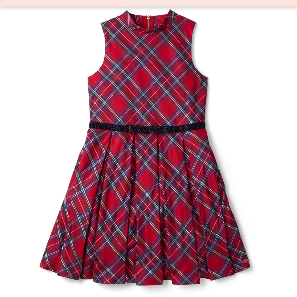 Plaid Sleeveless Kids Dress - Red